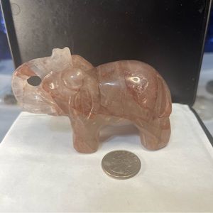 Large Red Fire Quartz (Hematoid Quartz) Crystal Elephant. Crystal Carvings